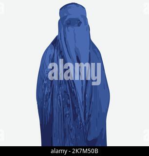 burqa, illustrazione donna musulmana che indossa burqa per coprire il corpo Illustrazione Vettoriale