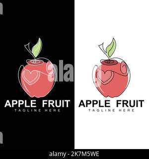 Logo Apple Fruit, vettore Red Fruit, con stile astratto, illustrazione dell'etichetta del marchio del prodotto Illustrazione Vettoriale