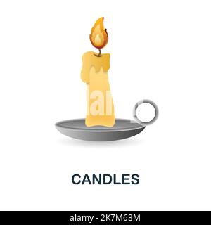 Icona candele. 3d illustrazione dalla collezione di natale. Creative Candles 3D icona per web design, modelli, infografiche e altro ancora Illustrazione Vettoriale