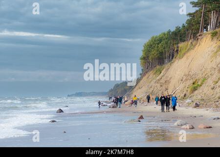 Il Capo dell'olandese, in lituano Olando kepurė, collina o dune paraboliche con pini creati da processi eoliani su una cresta morenica, Mar Baltico Foto Stock