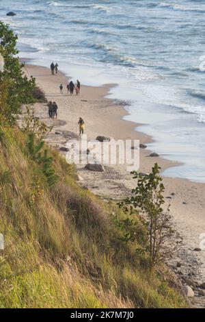 Il Capo dell'olandese, in lituano Olando kepurė, collina o dune paraboliche con pini creati da processi eoliani su una cresta morenica, Mar Baltico Foto Stock