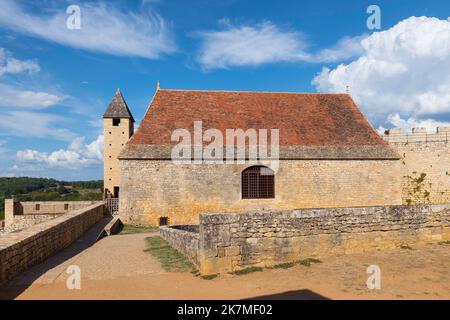 la chiesa del castello o chateau de beynac in francia Foto Stock