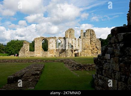 Easby Abbey, vicino a Richmond, North Yorkshire, Inghilterra, Regno Unito Foto Stock