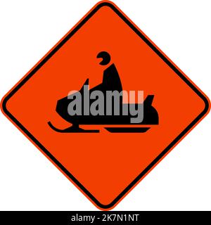 Snowmobile Crossing Sign su sfondo bianco Illustrazione Vettoriale