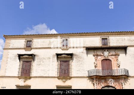 Antichi edifici colorati, Jerez de la Frontera, Andalusia, Spagna. Foto Stock