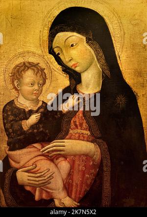 Madonna con bambino 1450-1460 ( Pellegrino di Mariano ) Siena 1449 - 1492 Italia Italiano Foto Stock