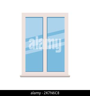 Finestre oggetto in cornici bianche. Elementi interni ed esterni. icona windows. Illustrazione vettoriale isolata su bianco. Illustrazione Vettoriale