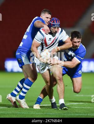 Doncaster, Inghilterra - 17th ottobre 2022 - Coppa del mondo di rugby Francia vs Grecia all'Eco-Power Stadium di Doncaster, Regno Unito - Foto Stock