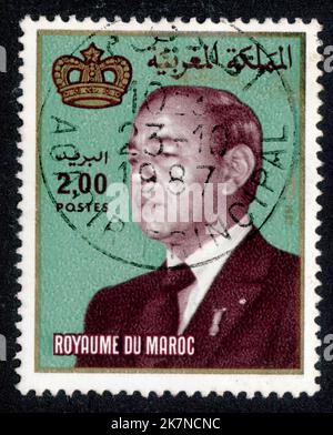 Timbre oblitéré Royaume du Maroc, Postes, 1982, 2,00 Foto Stock