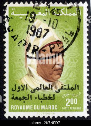 Timbre oblitéré Royaume du Maroc, Poste aérienne, 2,00 Foto Stock