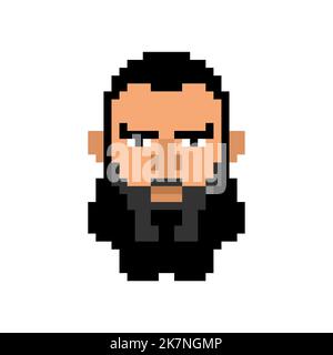 Brutale Face man pixel art gigachad. Illustrazione del vettore a 8 bit Illustrazione Vettoriale