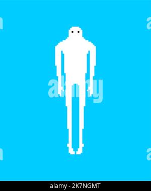 Ghost pixel art. Fantoccio umano a 8 bit. Illustrazione del vettore di spook con pixel Illustrazione Vettoriale