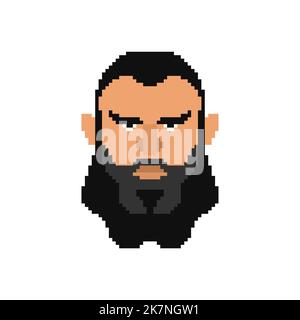 Brutale Face man pixel art gigachad. Illustrazione del vettore a 8 bit Illustrazione Vettoriale