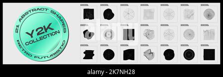 Set vettoriale di Y2K. Elementi geometrici minimalisti. Oggetti in stile Y2K. Illustrazione Vettoriale