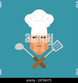 Chef segno. simbolo kitchener. icona chief-cooker. emblema del ristorante Illustrazione Vettoriale