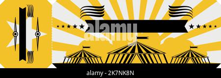 Biglietto per il parco divertimenti retro. Modello coupon Circus in stile vintage Illustrazione Vettoriale