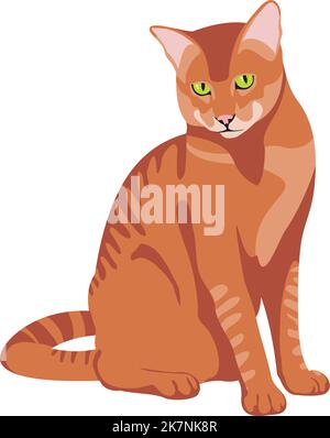 Pelliccia rossa a righe gatto. Icona cucciolo cartone animato Illustrazione Vettoriale