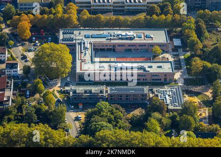 Vista aerea, nuovo edificio Jakob-Muth-School, Königsborn, Unna, Ruhr zona, Renania settentrionale-Vestfalia, Germania, cantiere edile, Istruzione, Istruzione i Foto Stock