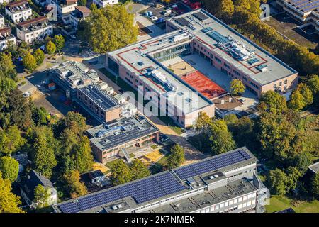 Vista aerea, nuovo edificio Jakob-Muth-School, Königsborn, Unna, Ruhr zona, Renania settentrionale-Vestfalia, Germania, cantiere edile, Istruzione, Istruzione i Foto Stock