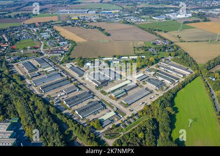 Vista aerea, caserma di Glückauf con cantiere, Königsborn, Unna, zona della Ruhr, Renania settentrionale-Vestfalia, Germania, lavori di costruzione, zona di costruzione, Foto Stock