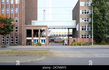 Berlino, Germania, 4 ottobre 2022, area di ingresso della centrale termica combinata Klingenberg a Rummelsburg Foto Stock