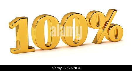 3d parole d'oro sconto del 100% su isolato su bianco. rendering 3d Foto Stock