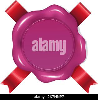 Nastro rosso sigillato con timbro postale in cera rossa Illustrazione Vettoriale