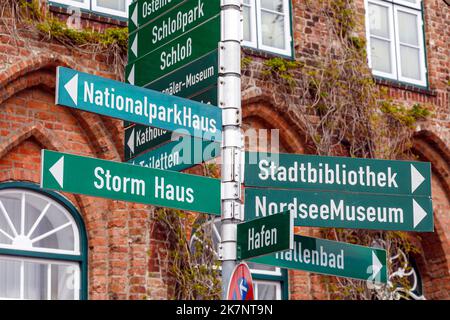 Cartello nel centro di Husum Foto Stock