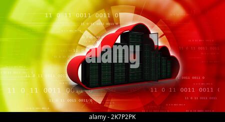 3D illustrazione blocco di protezione del server del data center Foto Stock