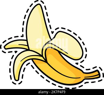 Adesivo a banana pelato. Badge pop art comic Illustrazione Vettoriale