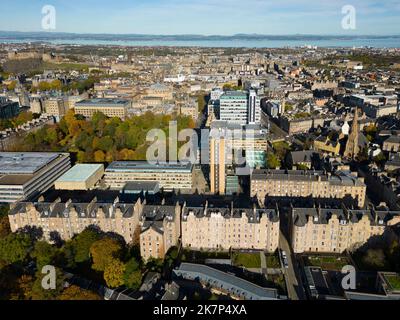 Veduta aerea del campus dell'Università di Edimburgo, Edimburgo, Scozia, Regno Unito Foto Stock