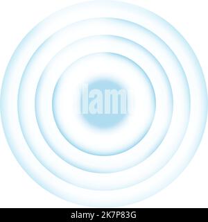 Cerchi concentrici blu. Onde sonar. Sorgente del segnale isolata su sfondo bianco Illustrazione Vettoriale