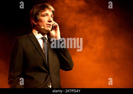 Guillaume Meurice. Humoriste et chroniqueur sur France Inter. 31 ème Festival Mont-Blanc Humour. Marte 2015. Saint-Gervais-les-Bains. Alta Savoia. AUV Foto Stock