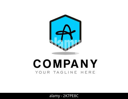 Lettera A Logo Design. Il tuo testo qui . Modello logo su sfondo bianco. Foto Stock