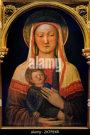 La Madonna e il Bambino 1450 Jacopo Bellini 1400 - 1470 è stato uno dei fondatori di stile rinascimentale della pittura a Venezia e nord Italia. Foto Stock