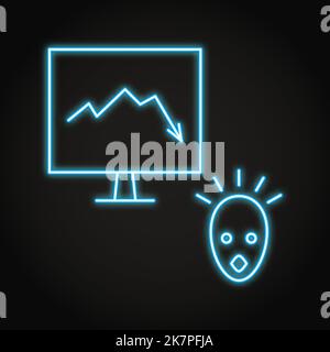 Panic vendita neon icona in linea stile. Crollo del mercato azionario. Illustrazione vettoriale. Illustrazione Vettoriale