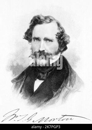 William Morton, William Thomas Green Morton (1819 – 1868) dentista e medico americano che per la prima volta ha dimostrato pubblicamente l'uso di etere inalato come anestetico chirurgico nel 1846. Foto Stock