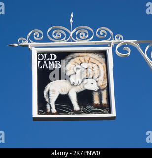 The Old Lamb Pub Sign The Street High Rodings Essex Foto Stock