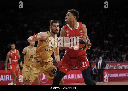 Monaco, Germania. 18th Ott 2022. Augustine Rubit (Bayern 21) durante il Turkish Airlines Eurolega Basketball Match tra il Bayern FC Basketball e il Barcelona Basket all'Audi Dome di Monaco, GERMANIA. (Foto: Julia Christin Kneissl/Sports Press Photo/C - SCADENZA UN'ORA - ATTIVA FTP SOLO SE LE IMMAGINI HANNO MENO DI UN'ORA - Alamy) Credit: SPP Sport Press Photo. /Alamy Live News Foto Stock