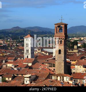 Vista da Torre Guinigi, Torre Guinigi, Lucca Italia Foto Stock