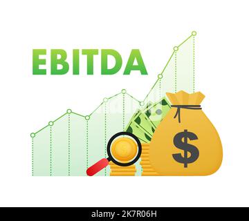 EBITDA - utile prima delle imposte sugli interessi icona ammortamento e ammortamento. Illustrazione del vettore. Illustrazione Vettoriale