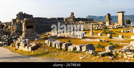 Rovine del teatro antico di Xanthos, Turchia Foto Stock