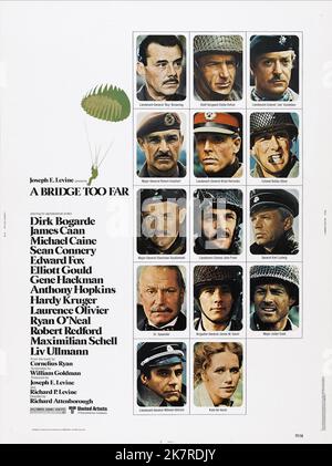 Dirk Bogarde, James Caan, Michael Caine, Sean Connery, Edward Fox, Elliott Gould, Gene Hackman, Anthony Hopkins, Hardy Krüger, Laurence Olivier, Ryan o'Neal, Robert Redford, Maximilian Schell & Liv Ullmann poster Film A Bridge Too far (UK/USA 1977) personaggi: tenente generale Frederick A.M. Browning, SSgt. Eddie Dohun, tenente colonnello John O.E. Vandeleur, maggiore generale Robert E. Urquhart, tenente generale Brian G. Horrocks, colonnello Robert Stout, maggiore generale Stanislaw F. Sosabowski, tenente colonnello John D. Frost, maggiore generale Ludwig, Dr. Jan Spaan direttore: Richard Attenborough 15 giugno 1977 **ATTENZIONE** questa fotografia è per edito Foto Stock