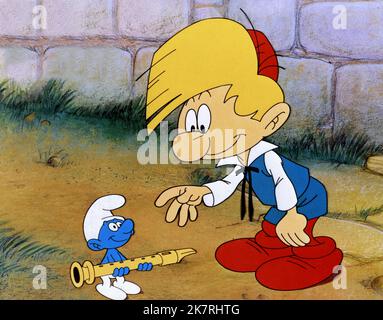 Smurf & Peewit Film i Puffi e il flauto magico (BEL/FR 1976) regista: Peyo 07 ottobre 1976 **AVVERTIMENTO** questa fotografia è ad uso esclusivamente editoriale ed è copyright di BELVISION e/o del fotografo assegnato dalla Film o Production Company e può essere riprodotta solo da pubblicazioni in concomitanza con la promozione del suddetto Film. È richiesto un credito obbligatorio a BELVISION. Il fotografo deve essere accreditato anche se conosciuto. Nessun uso commerciale può essere concesso senza l'autorizzazione scritta di The Film Company. Foto Stock
