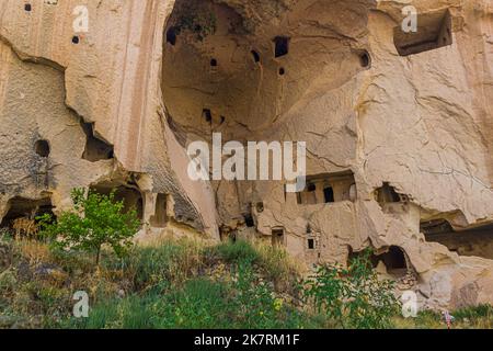 Cave dimore a Zelve Museo all'aperto, Cappadocia, Turchia Foto Stock