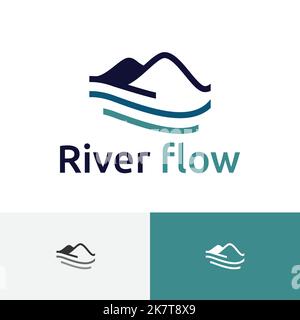 Logo River Flow Mountain Hill Simple Abstract Illustrazione Vettoriale