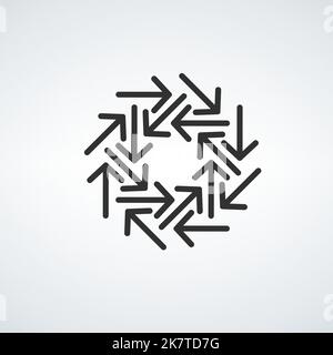 frecce di direzione diverse nel cerchio. Serie di segnali di aggiornamento. Frecce vettoriali. Illustrazione Vettoriale