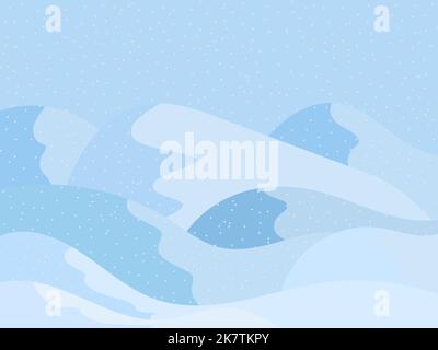 Paesaggio invernale con colline innevate. Paesaggio montano in stile piatto, inverno freddo. Vista sulle colline innevate. Progettazione di poster, agenzie di viaggio Illustrazione Vettoriale