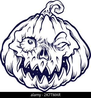 Zucche Horror Halloween Silhouette illustrazioni vettoriali per il tuo logo di lavoro, t-shirt merchandise, adesivi e disegni di etichette, poster, biglietti d'auguri Illustrazione Vettoriale