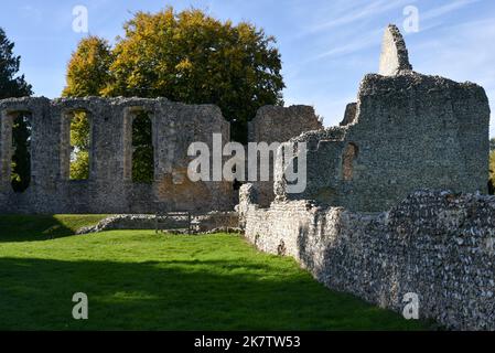 Le rovine del palazzo di Bishop's Waltham nell'Hampshire, Inghilterra. Foto Stock